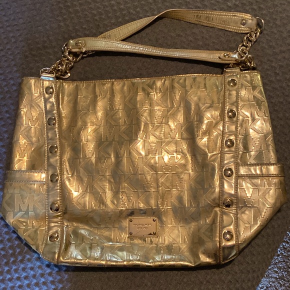 Micheal Kors gold mettalic  large tote - Picture 1 of 3